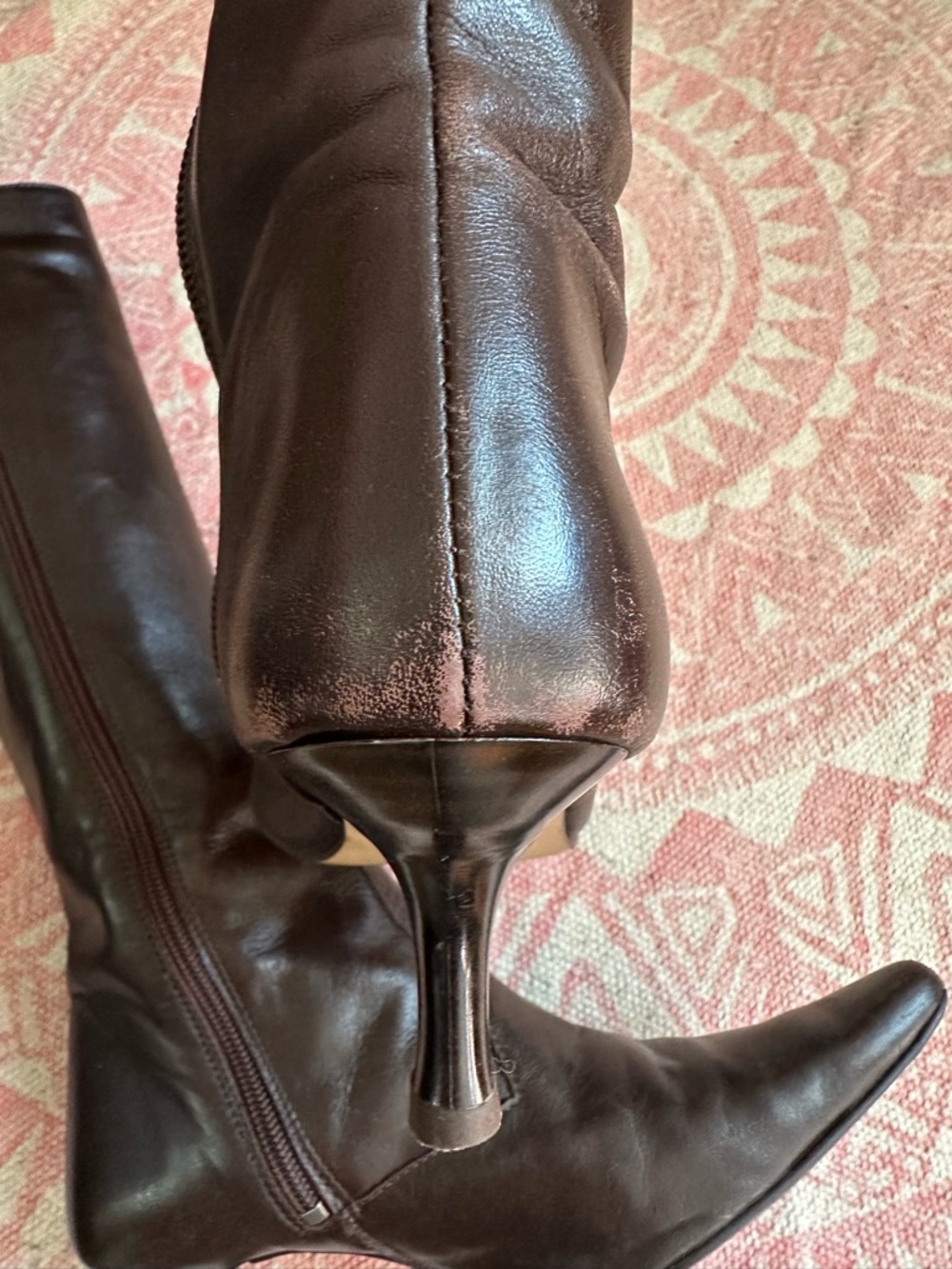 Dark Brown Leather Narrow-Calf Knee-High Boots - Picture 3 of 8